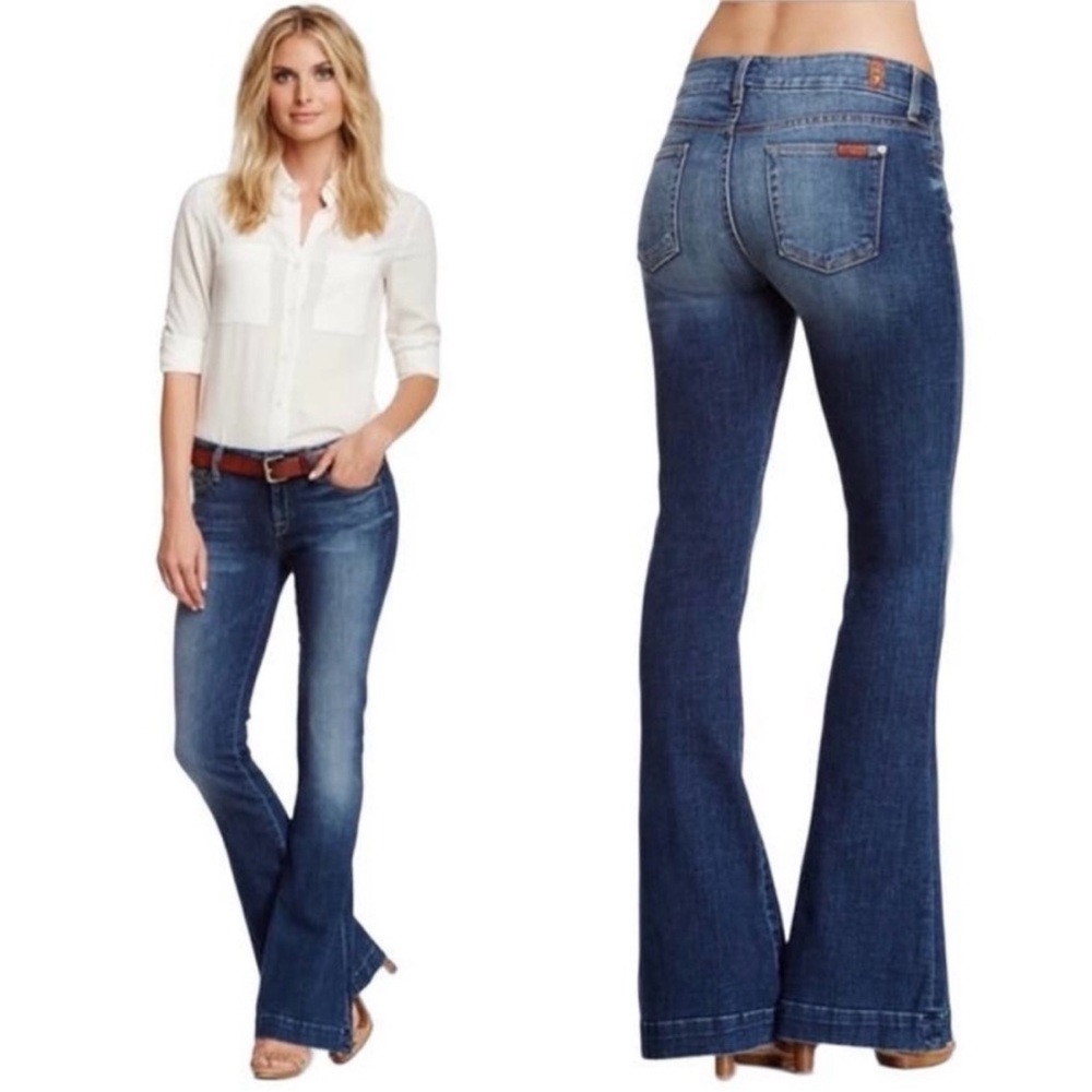 7 For All Mankind Jiselle Flare Bootcut Jeans, Medium Wash Denim, Size 30